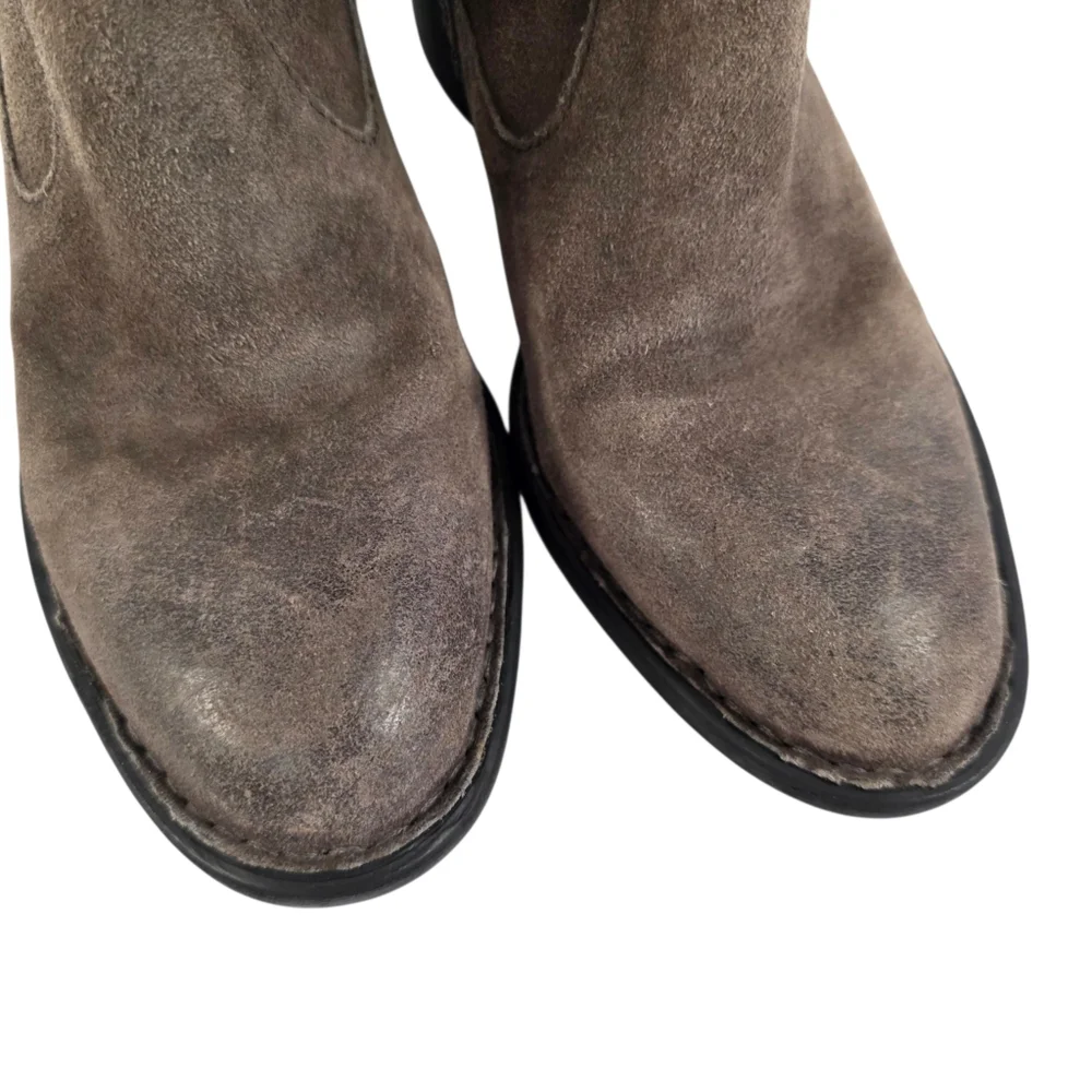 Born Suede Leather Knee High Boots Distressed Brown Riding Zip Women 6M